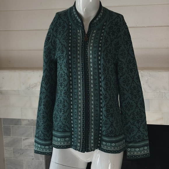 Appleseed’s Green Nordic Inspired Soft Zip Front Cardigan Size Medium - Picture 2 of 13